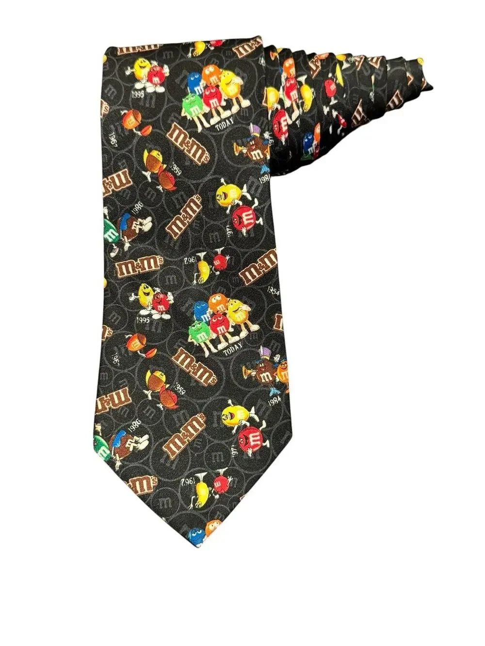 Vintage M&m’s Thru The Years Candy Cartoon Vintage Novelty Necktie